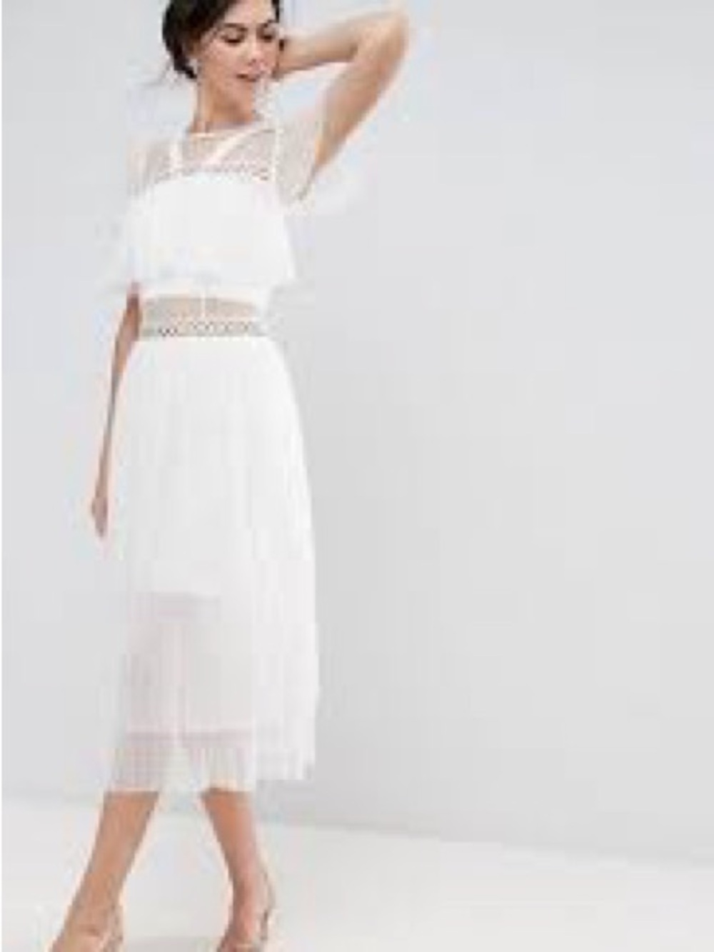 True Decadence White Lace-Trim Midi Dress - Women